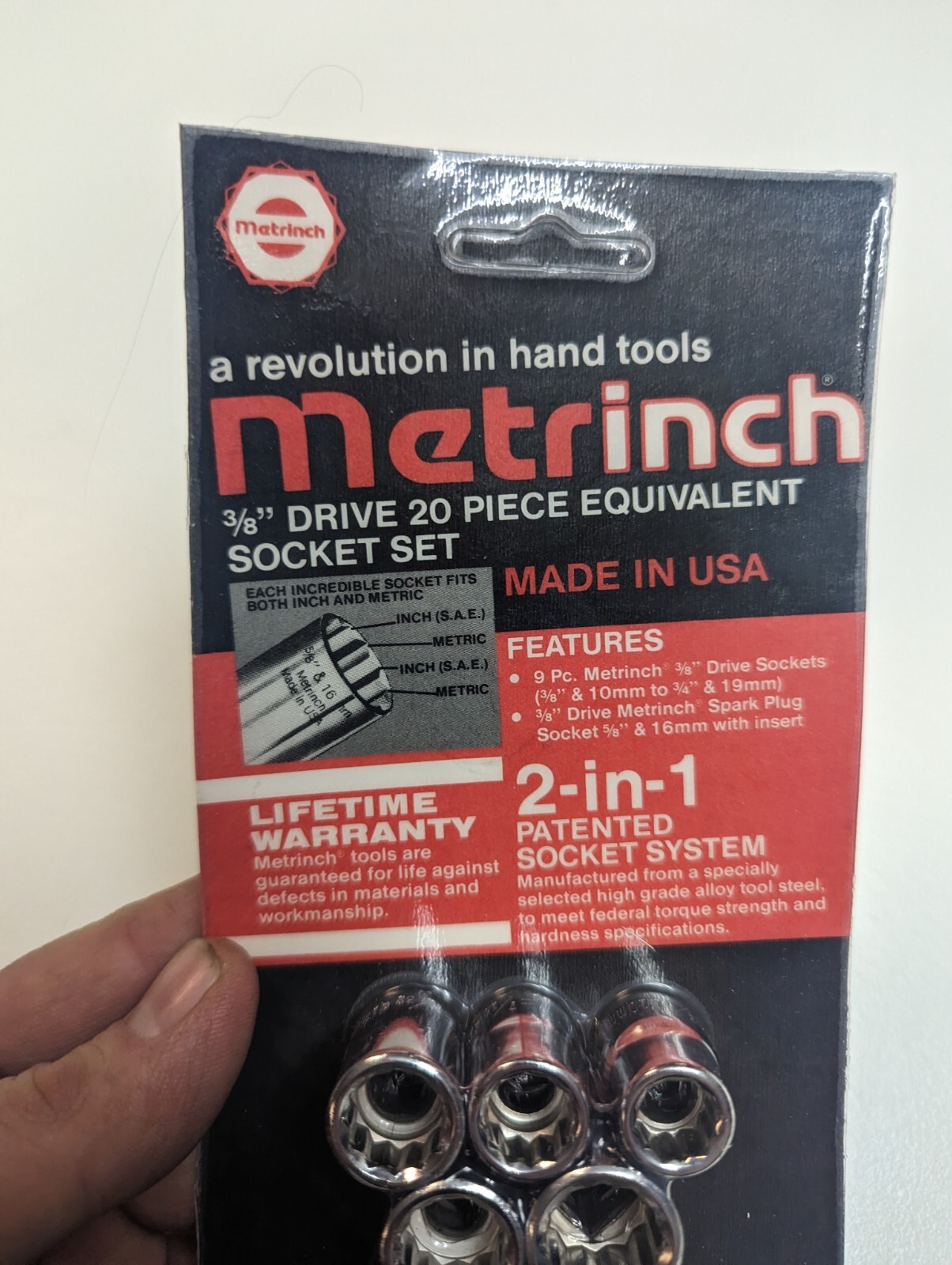 Vintage NOS Original Metrinch USA 10pc 3/8″ Drive 12 Point Socket Set SAE Metric