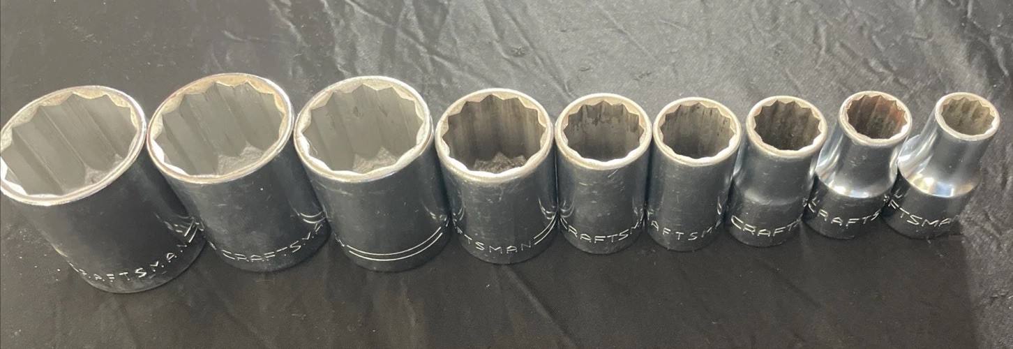 Craftsman =V= Series 1/2″ Drive 14 pc SAE 12 Point Socket Set USA Made |FREE S&H