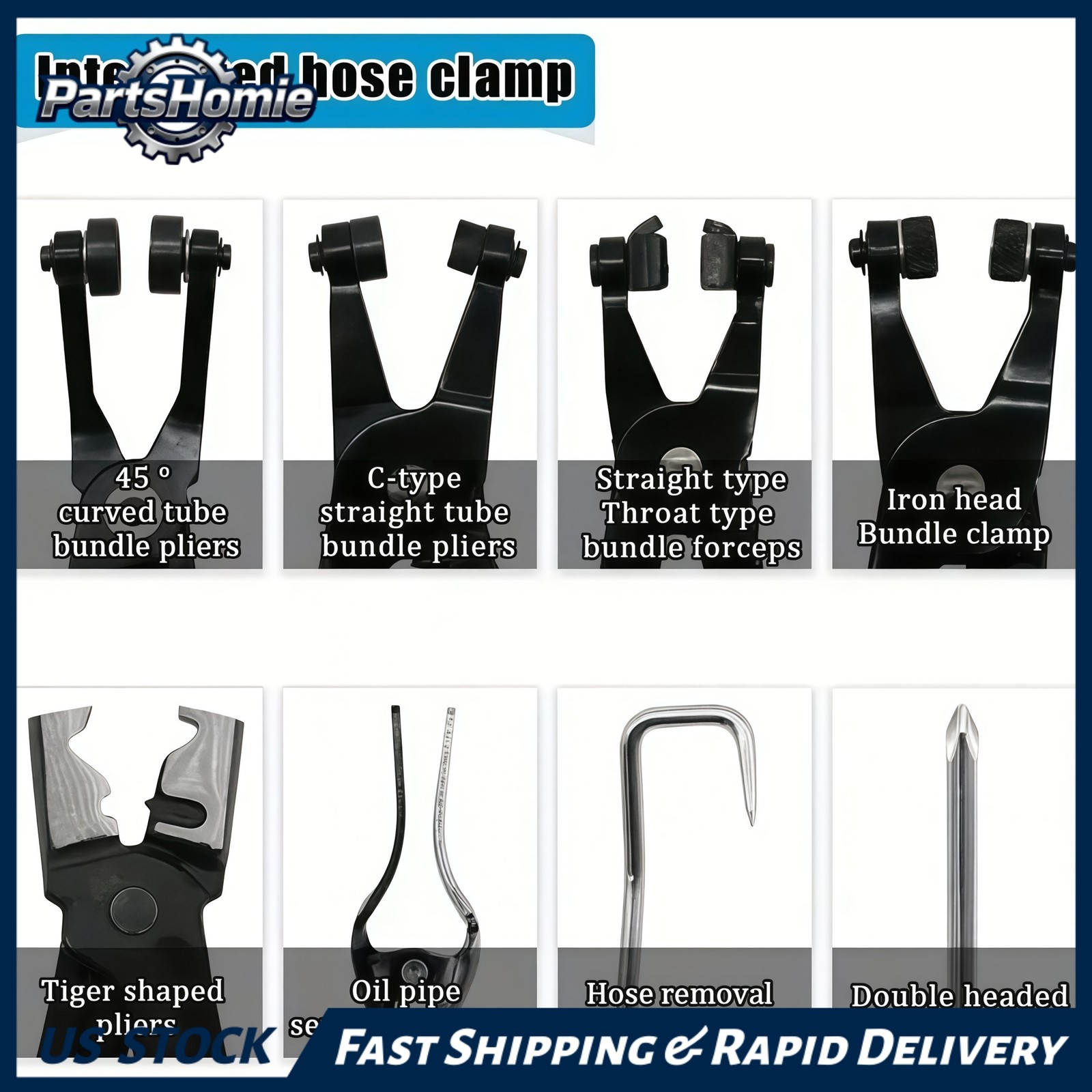 NEW Flexible Long Reach Hose Clamp Remover Pliers Set For Fuel Oil Water Hoses