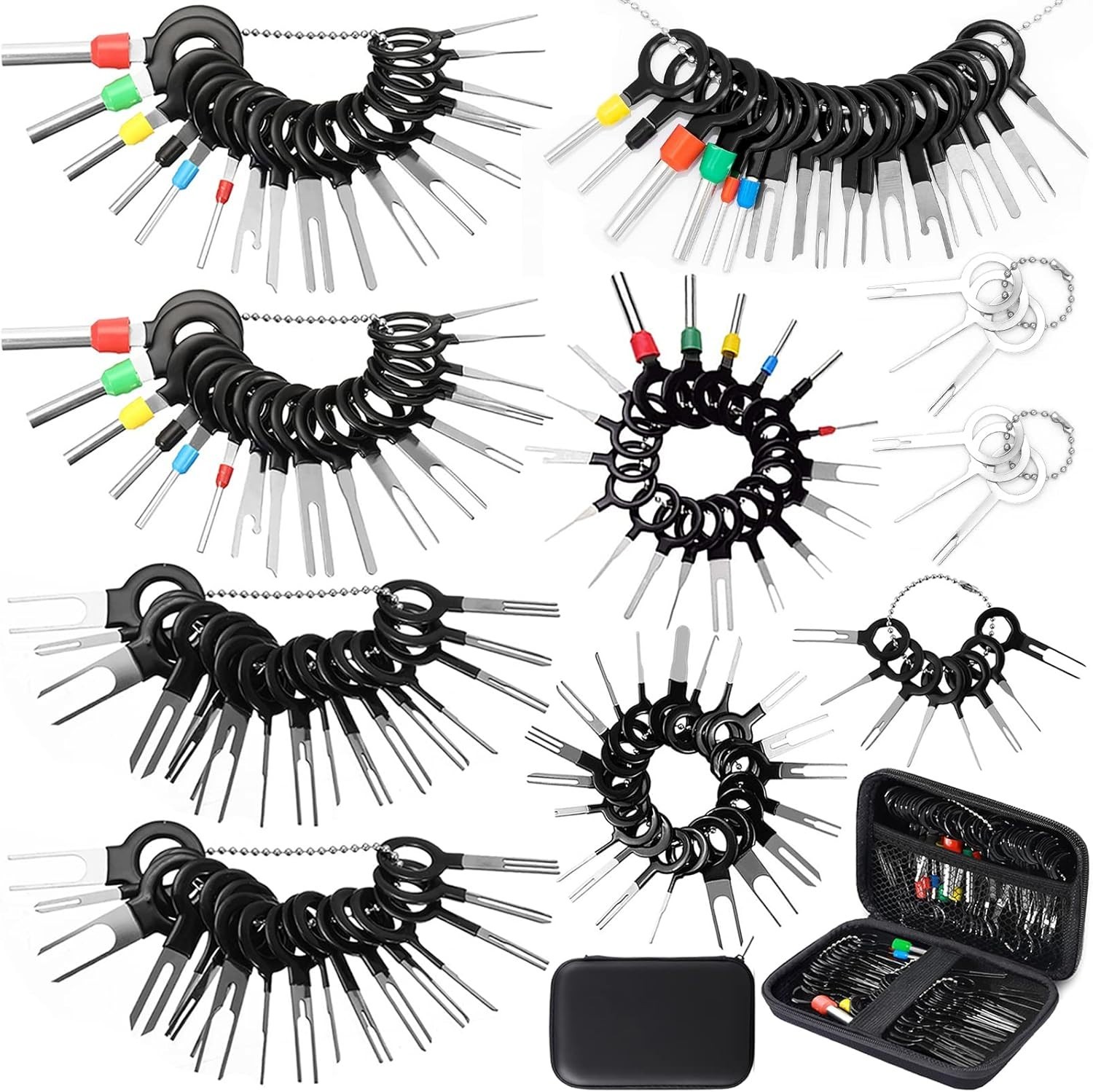 140 Pcs Car Terminal Removal Tool Kit Stainless Steel Plastic Set with Protec…