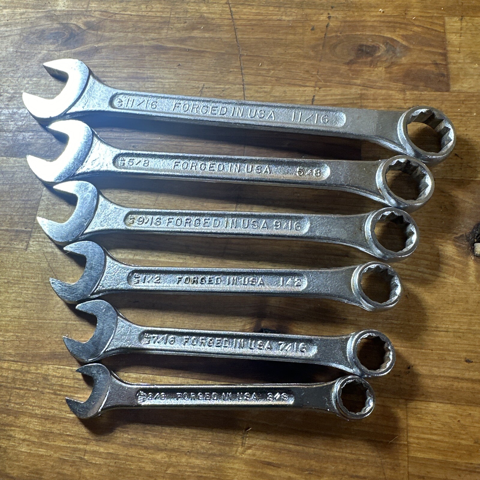 Vintage Sears Companion USA Combination Wrench Set 6 Pc. SAE 3/8-11/16 Inch