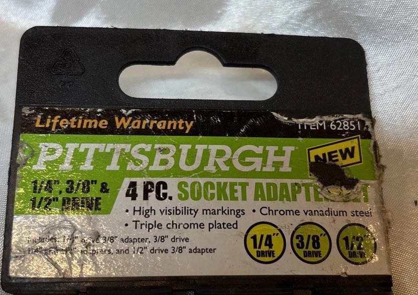 Pittsburgh Lifetime Warranty 4 Pc Socket Adapter Set Automotive Tools (62851)