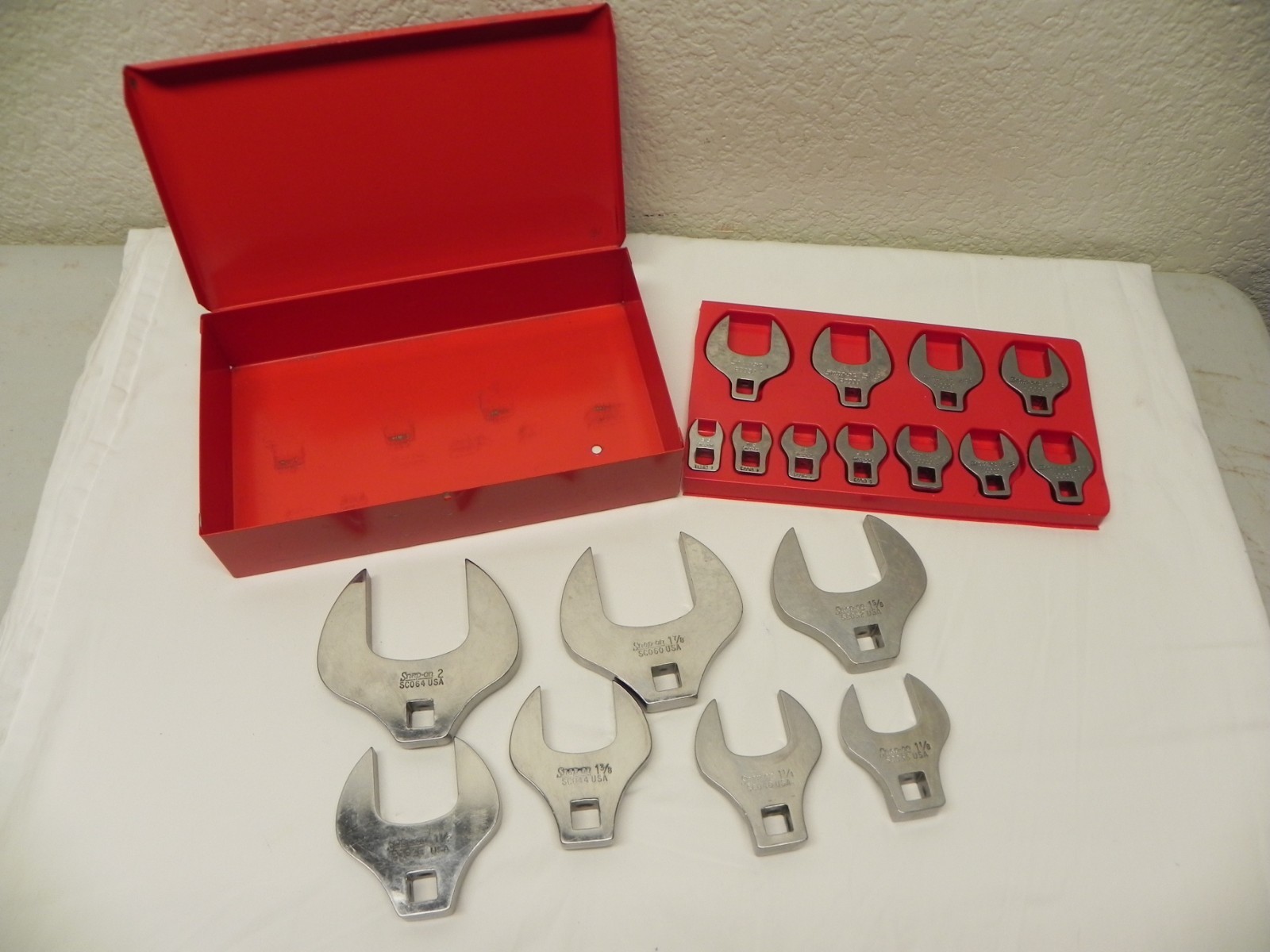 Snap-On 18 Pc 1/2» & 3/8» Dr SAE Open-End Crowfoot Wrench Set KRA40 Metal Box
