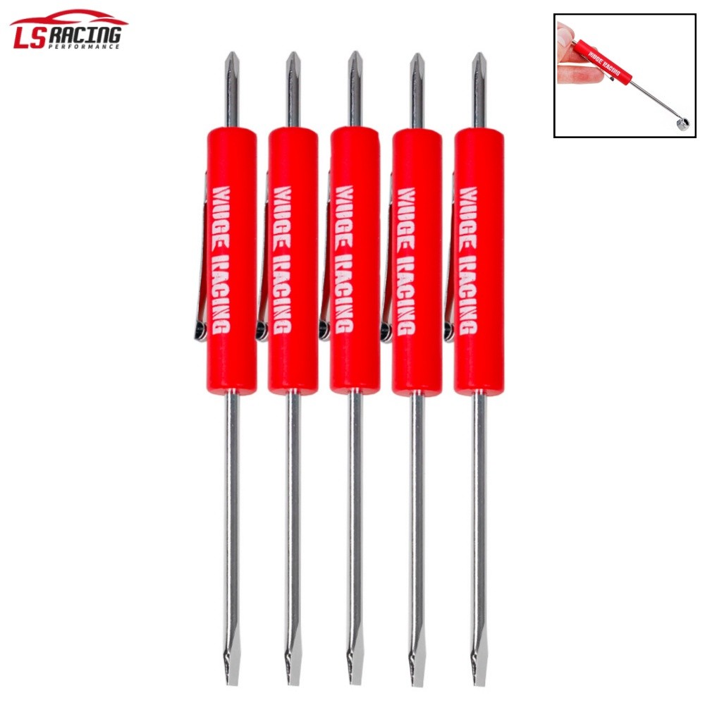5PCS Mini Pocket Screwdriver Flat Head Tip with Phillips Top Pocket Clip Red