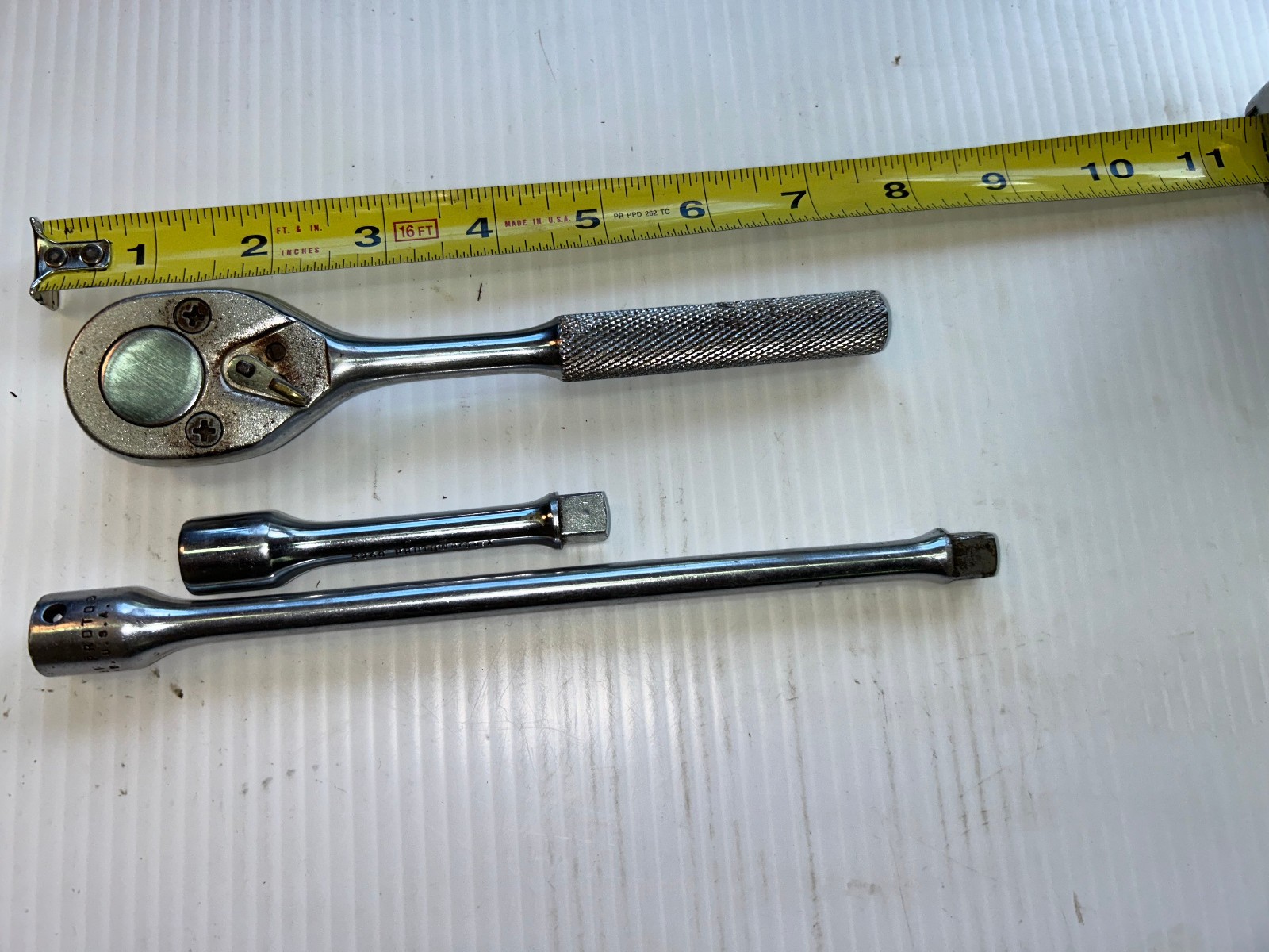 Proto 3/8 inch drive pear head ratchet #5249 with two extensions