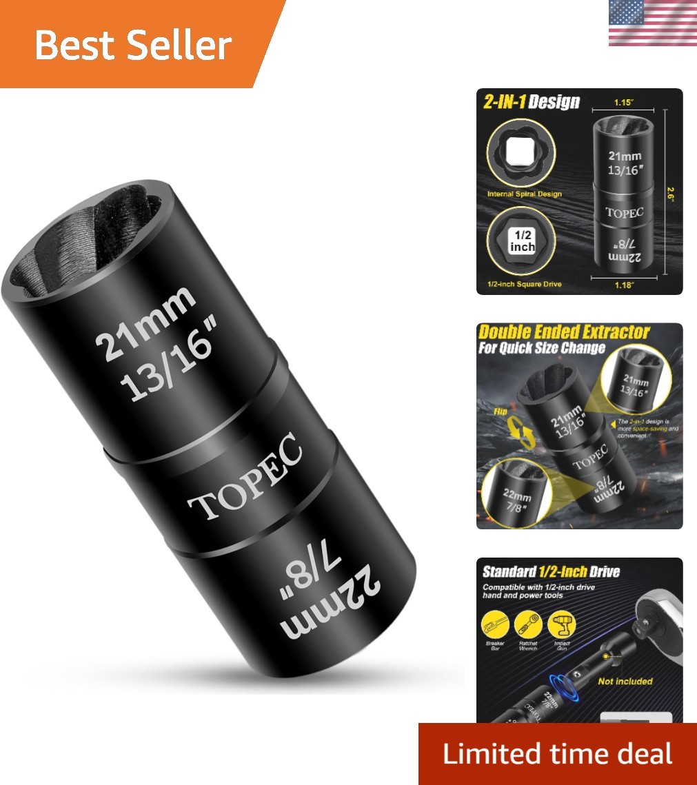 Chrome Molybdenum Steel 21 x 22mm Lug Nut Remover – Efficient Tool for Cars