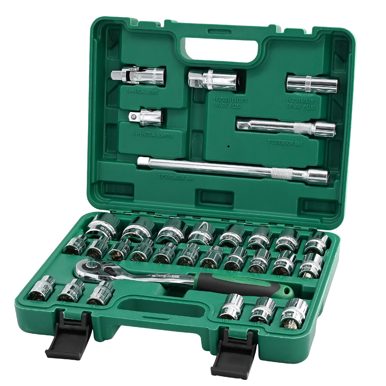 32 Pcs 1/2″ Drive Socket Set Metric 8-32mmm Sockets 1/2-Inch Ratchet
