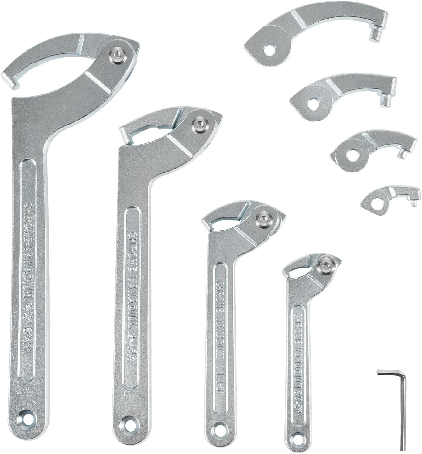 8 Pack Adjustable Hook C Pin Spanner Wrench Tool Set Nut Wrench 3/4″ to 6-1/10″