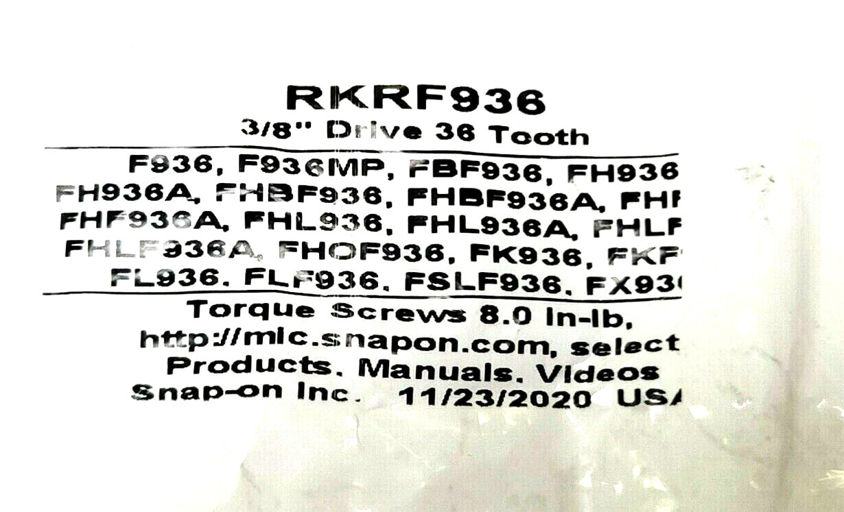 SNAP ON TOOLS RKRF936 3/8″ Drive 36 Tooth Ratchet Repair Kit F936 FH936