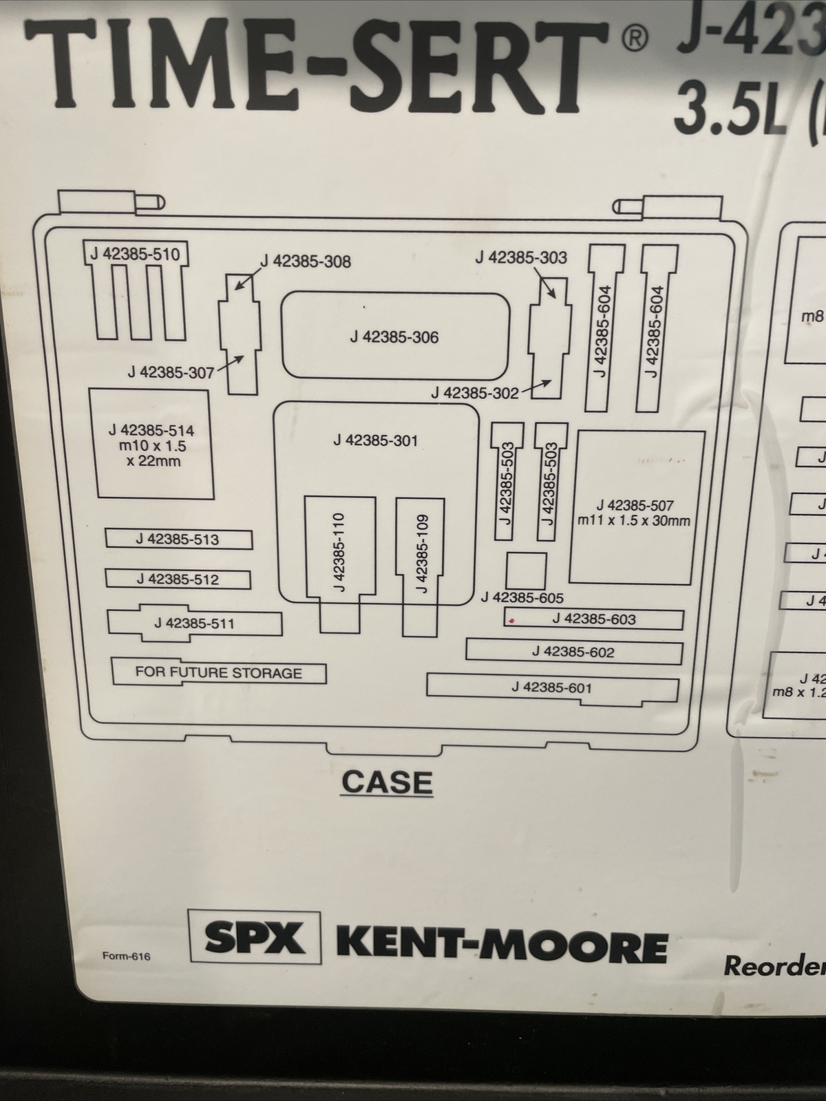 Kent Moore J-42385-650 Time-Sert Thread Repair Kit 3.5L LX5 Engine Incomplete