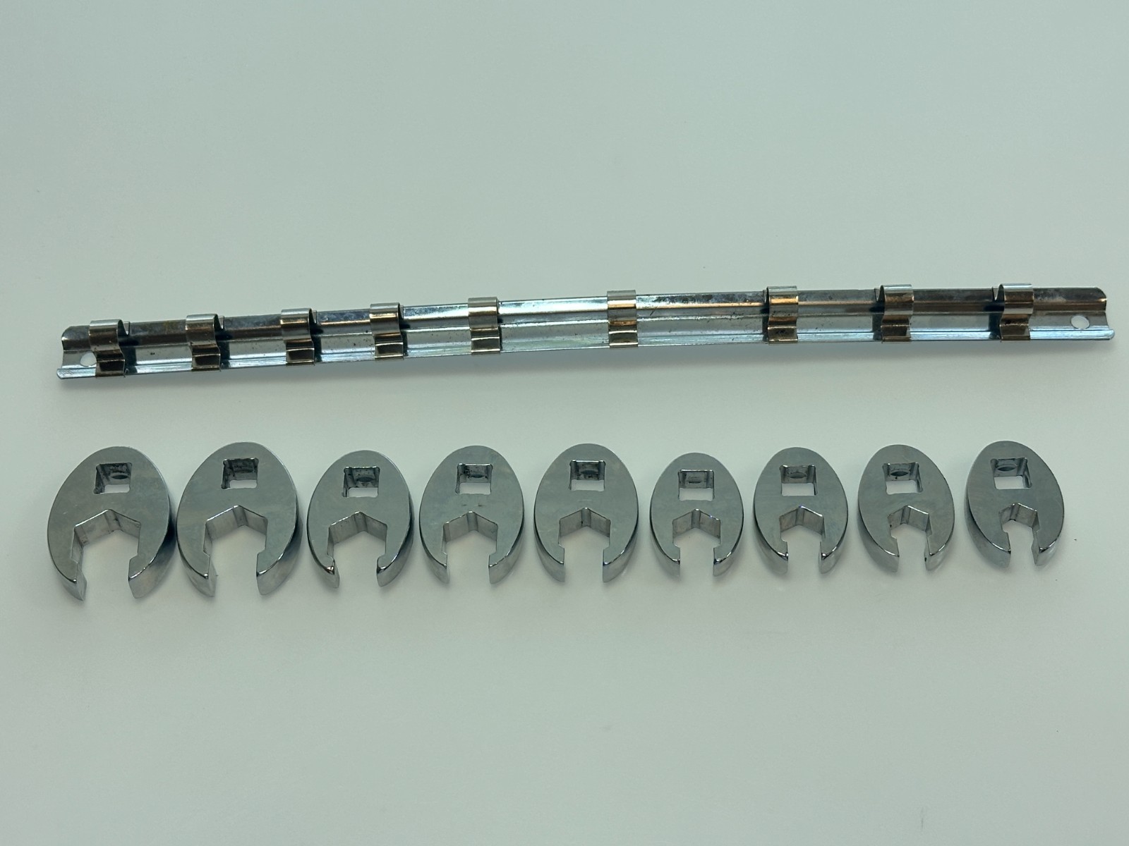 Matco Tools SRBCFNM10C 9pc 3/8» Metric 10-18mm Crowfoot Flare Nut Wrench Set