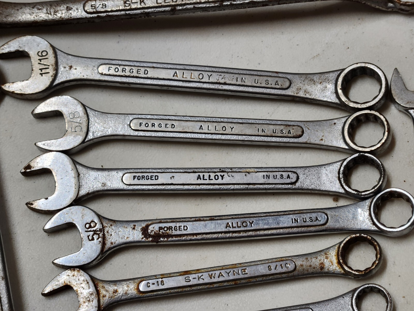 SK S-K Lectrolite 1 1/16″ 11/16″ 5/8″ 9/16″ 1/2″ 7/8″ 13/16″ 10 Wrenches Lot USA