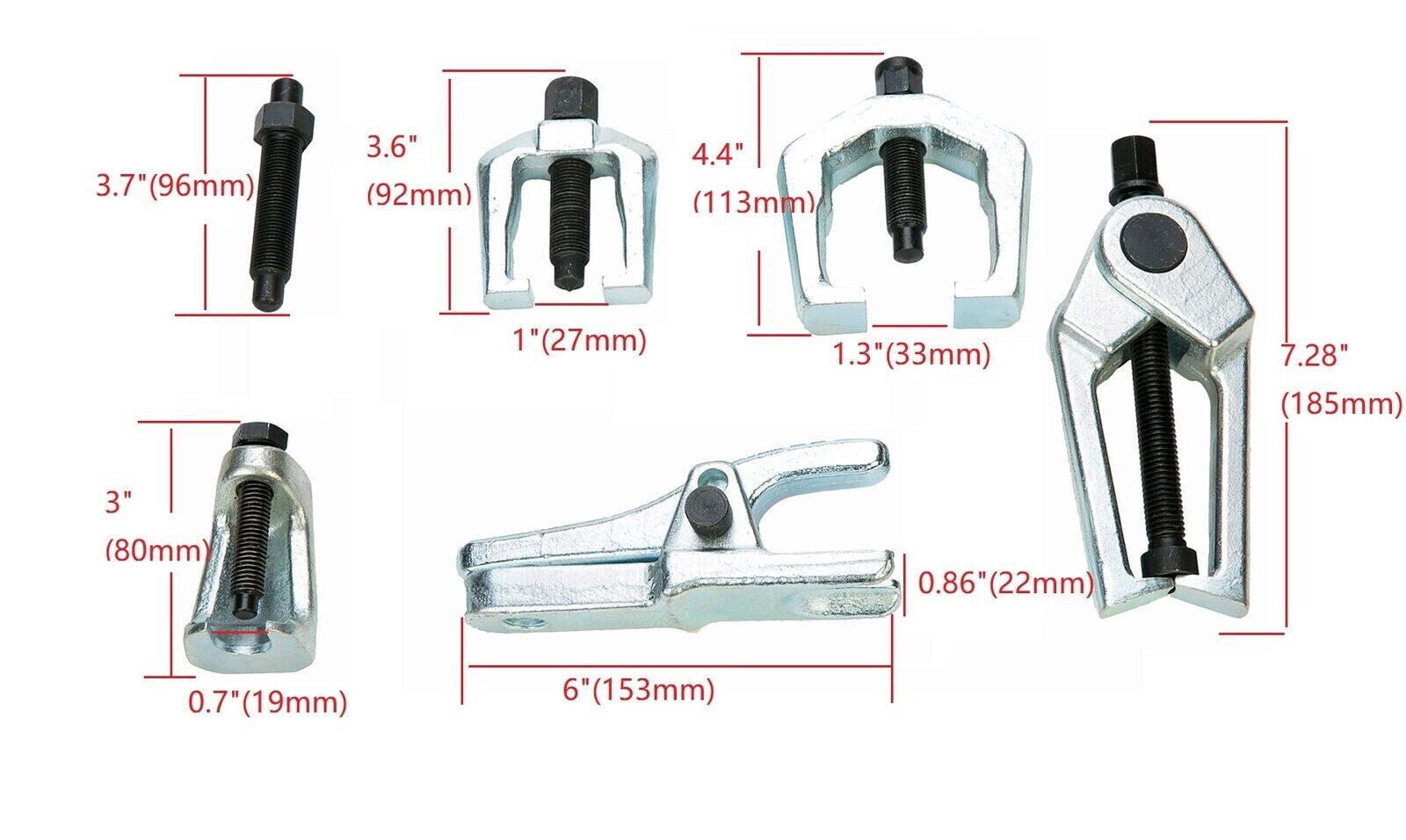5pc Goliath Front End Service Set Ball Joint Separator Pitman Arm Tie Rod Puller