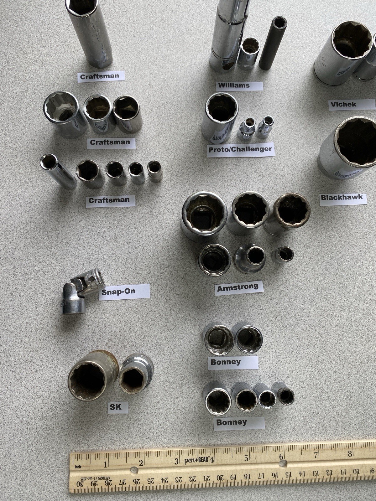 36 Pieces VTG Sockets Snap-on SK Proto Armstrong Williams Craftsman Extensions