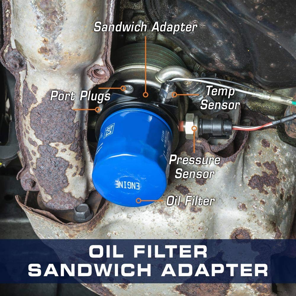 GlowShift Oil Filter Sandwich Plate Adapter 20mm x 1.5, 4 Port NPT