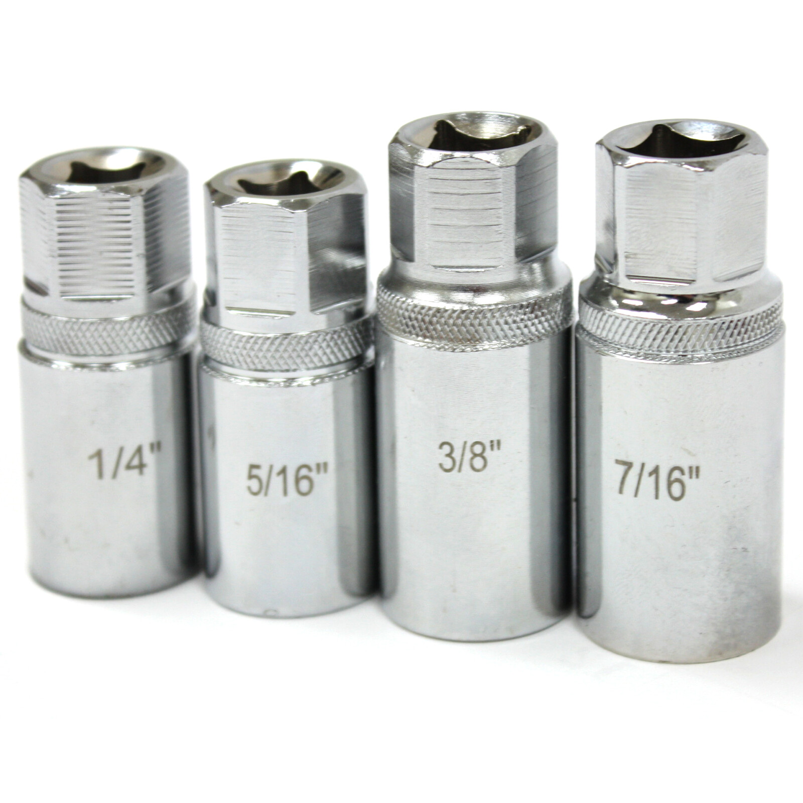 4pc Stud Screw Remover Extractor Roller Bearing SAE Socket 1/4″ 5/16″ 7/16″ 3/8″