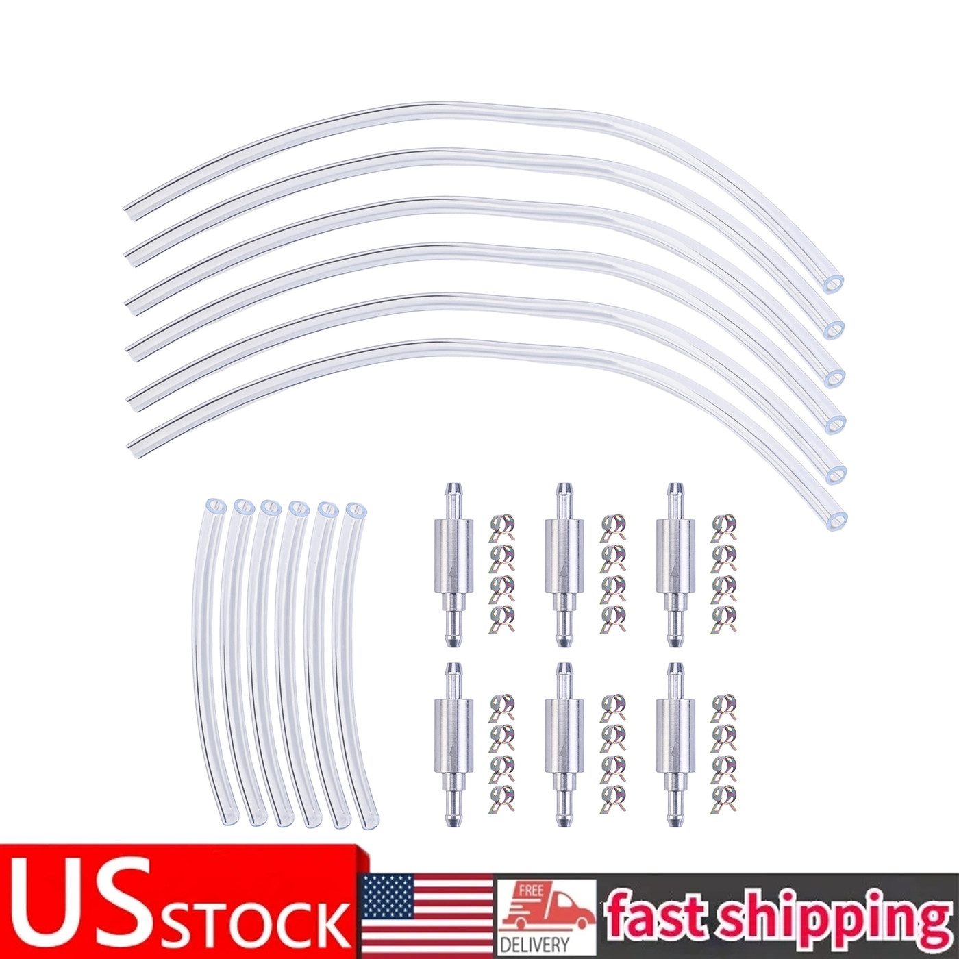 6 PCS Brake Bleeder Hose, One Way Check Valve Tube Bleeding Tool Kit Silver US