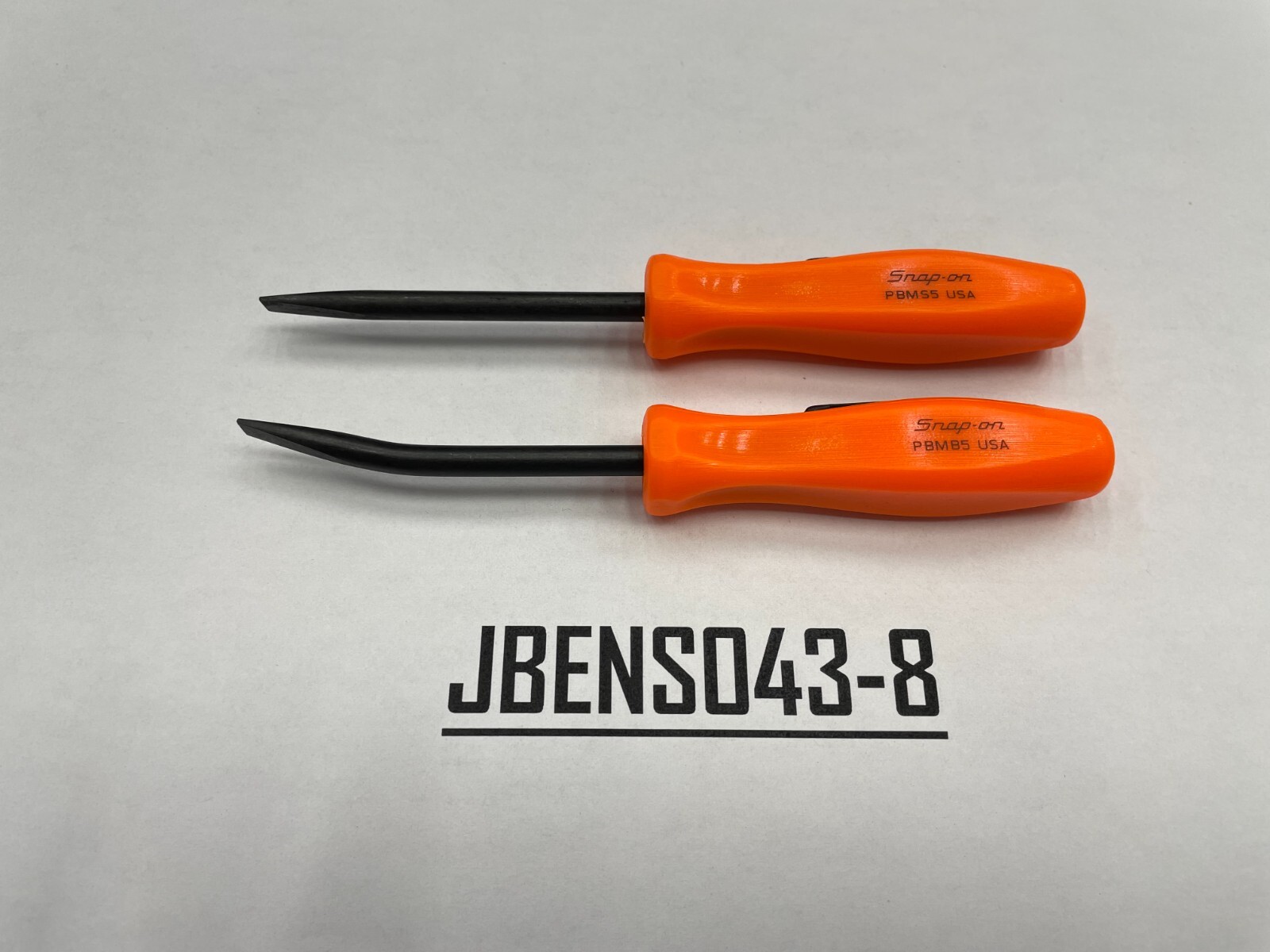 Snap-on Tools NEW 2pc ORANGE 5″ Length Straight & Bent Mini Pocket Prybar Set