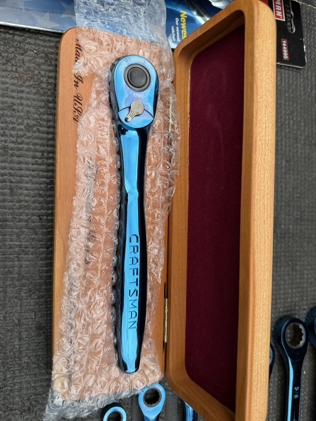 Sears Craftsman USA Nos Rare Blue Titanium Thin Profile Ratchet W Box 44995 3/8”