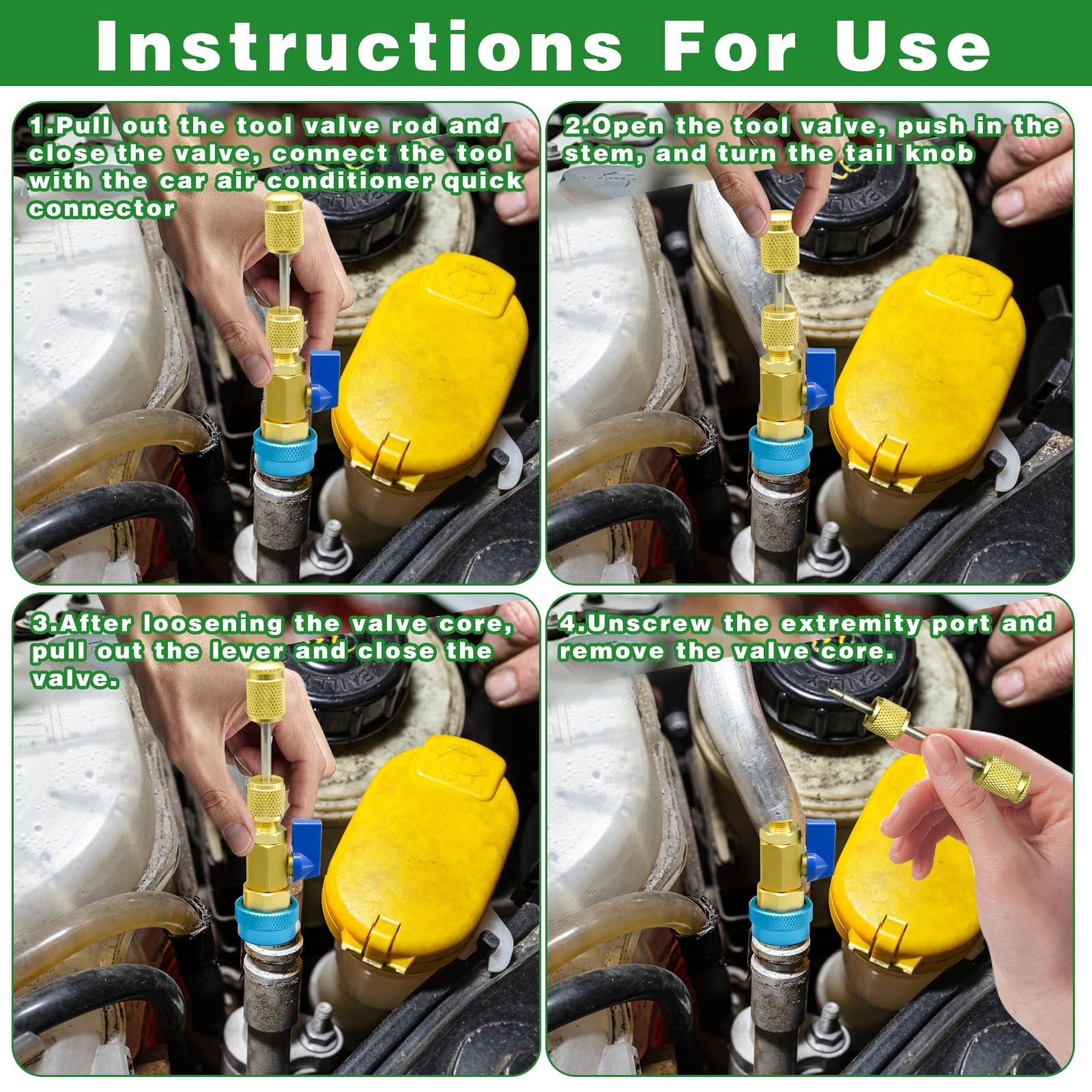 31Pcs R134A Valve Core Remover Installer Tool Kit, AC Service Port Cap & Valve S