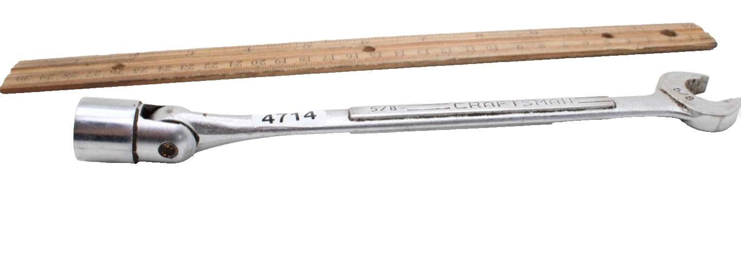 CRAFTSMAN =V= 5/8″ Flex Head Socket Open End SAE Chrome Wrench USA