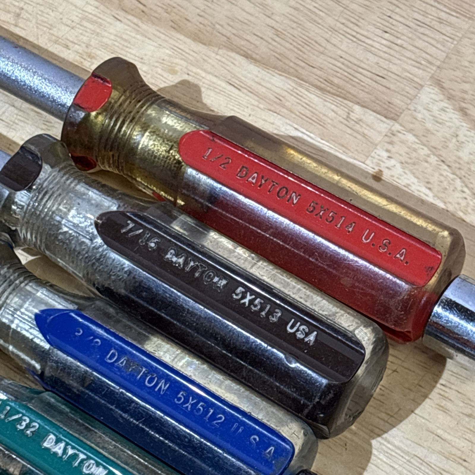 Dayton SAE Nut Driver Set LOT 3/16″ to 1/2″ Skips 5/16″ W/ Duplicates Vtg USA