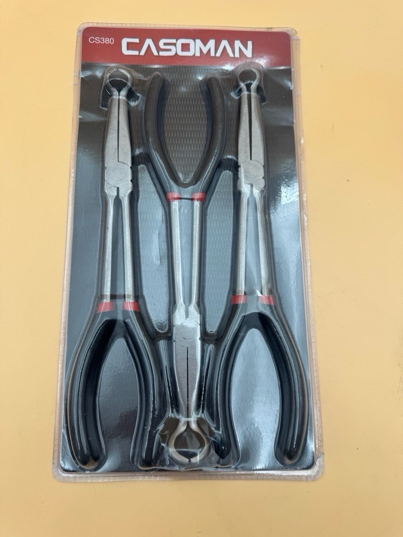 CASOMAN 3Pcs 11″ Hose Gripper Plier Set, Black & Red, 5/16-Inch, 1/2-Inch, 3/4-I