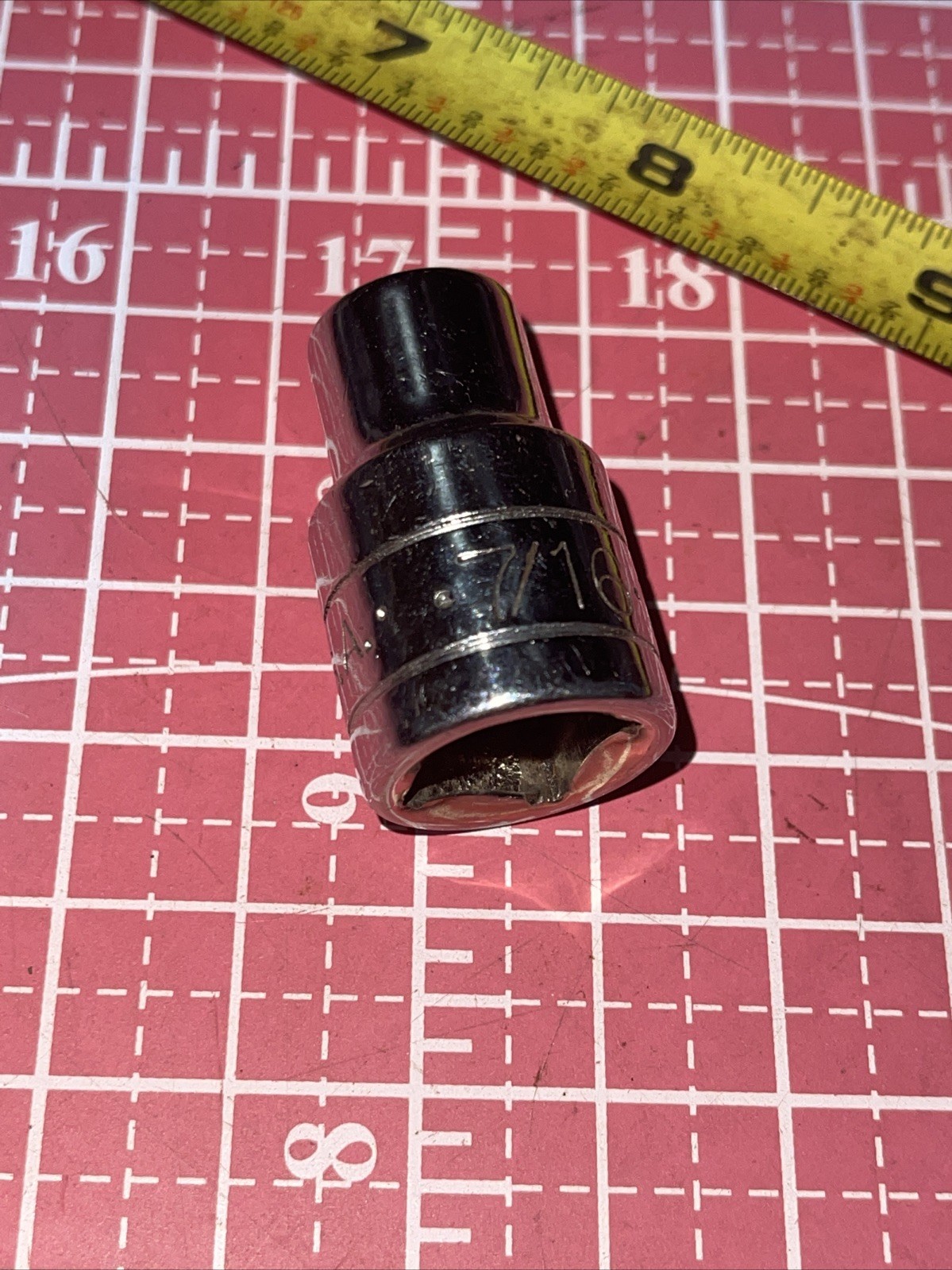 NOS S-K USA 40214 7/16 in SAE 1/2” Drive 12 Point socket Vintage SK 7/16” 1/2