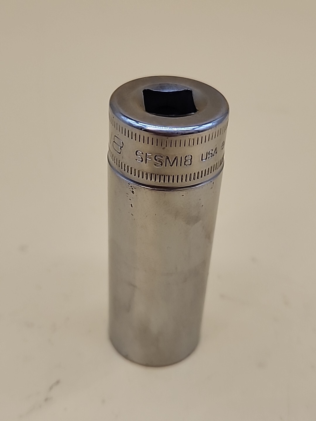 Snap-on Tools Vintage SFSM18 3/8 Drive 6 Point Chrome Deep 18mm Metric Socket