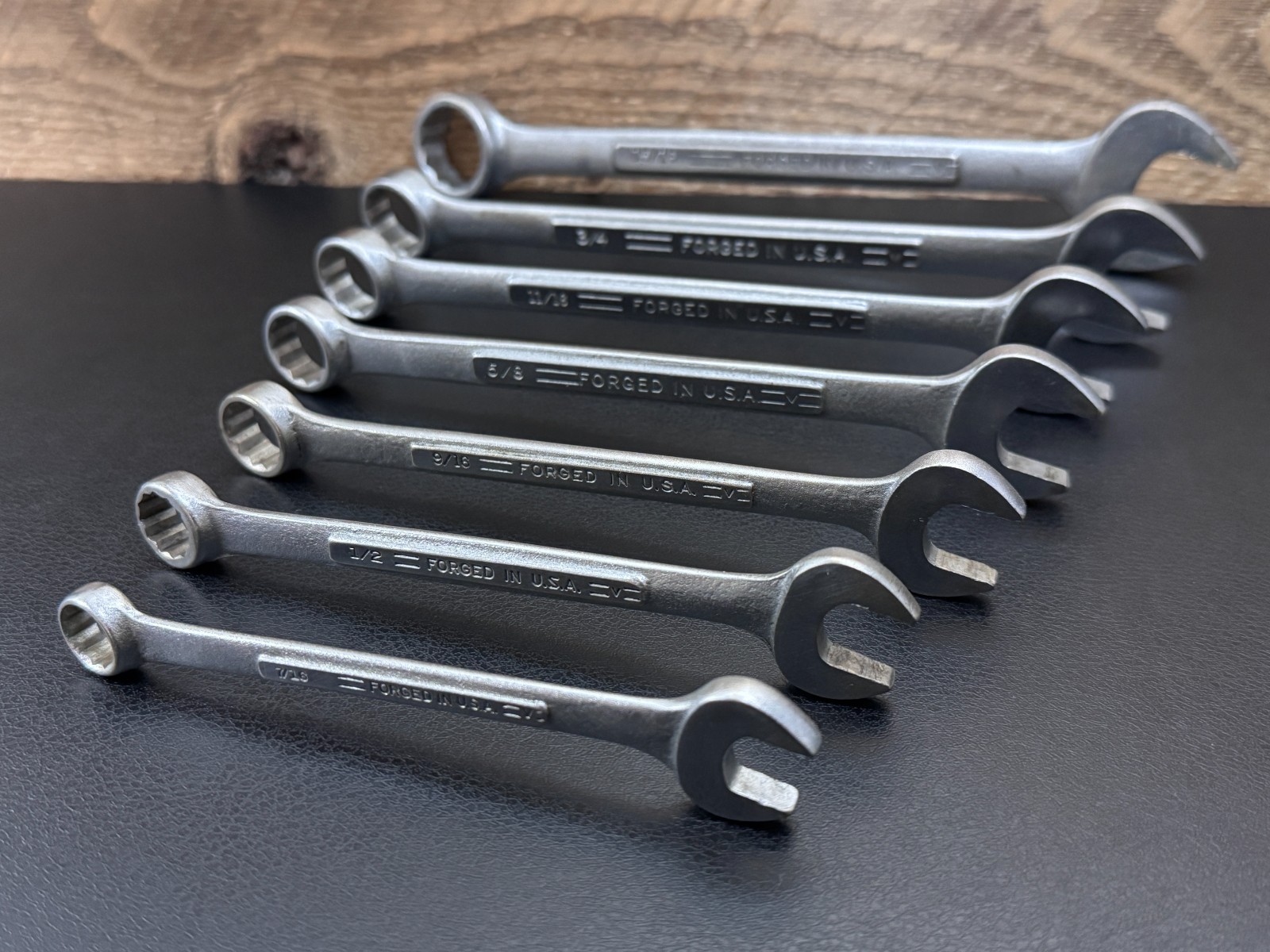 Vintage Craftsman =V= SAE Combination Wrench Set 7/16 to 15/16 7pc Forged in USA