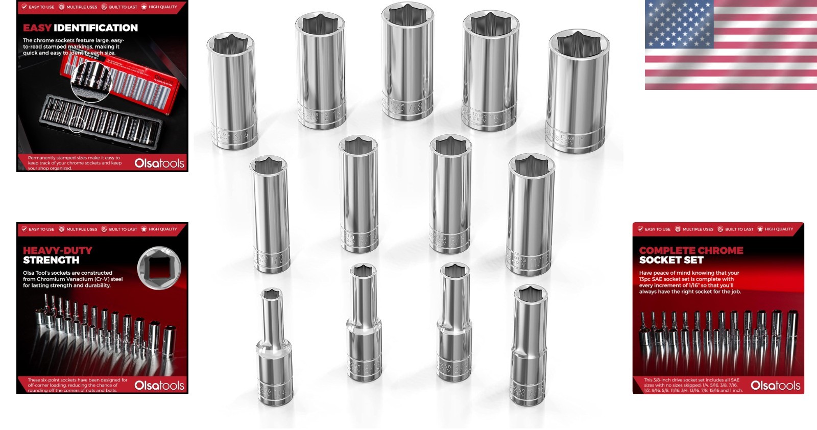 Complete 1/4″ to 1″ SAE Socket Set – Long Professional Grade