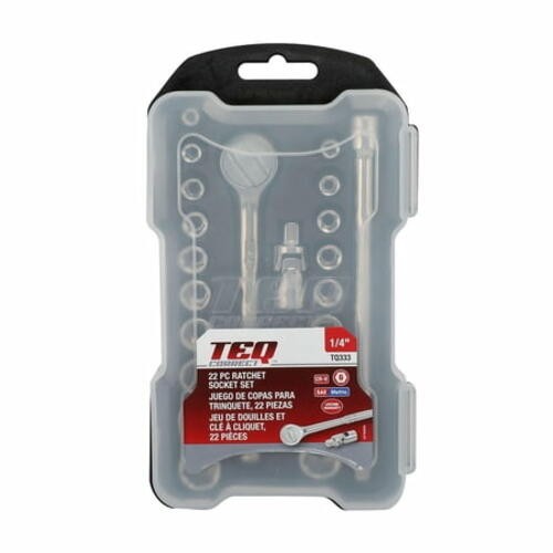 TEQ Correct 22-Piece 1/4″ Drive SAE Ratchet Socket Set – Durable Tool Kit