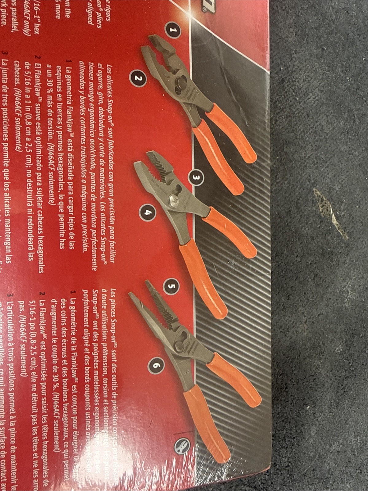For Snap-on Tools USA NEW Orange 3pc Soft Grip Slip Joint Pliers Set PL346ACFO