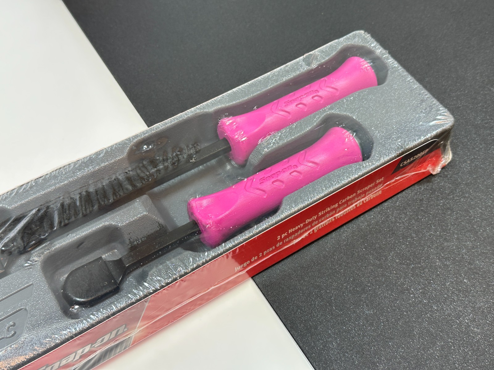 🇺🇸 Snap-on CSAS200EP ELECTRIC PINK 2pc Heavy Duty Striking Carbon Scraper Set