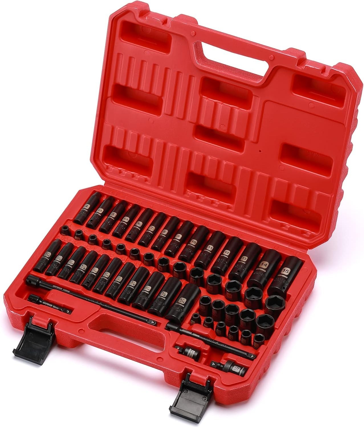 55-Piece 1/4″ Dr. Impact Socket Set, Deep/Shallow