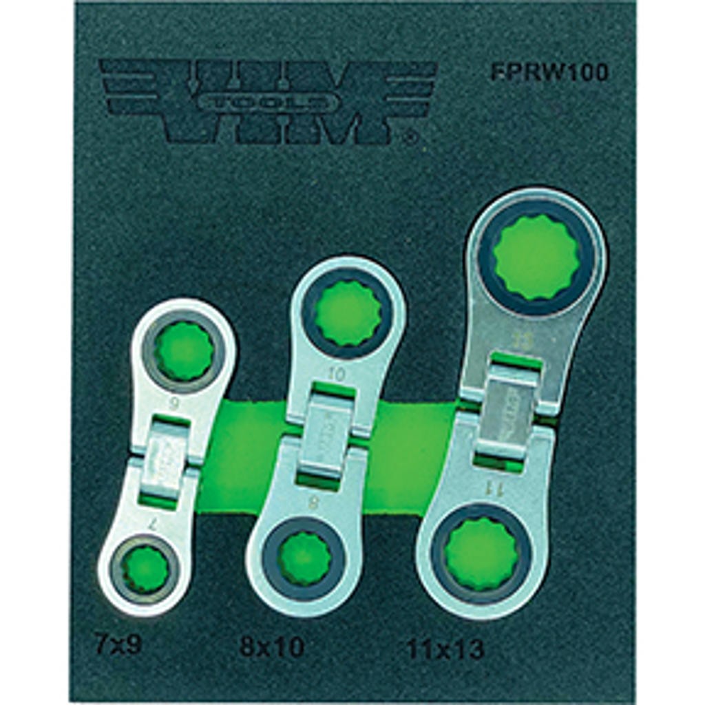 3 Piece Metric Flex Finger Ratchet Wrench Set VIM-FPRW100 Brand New!