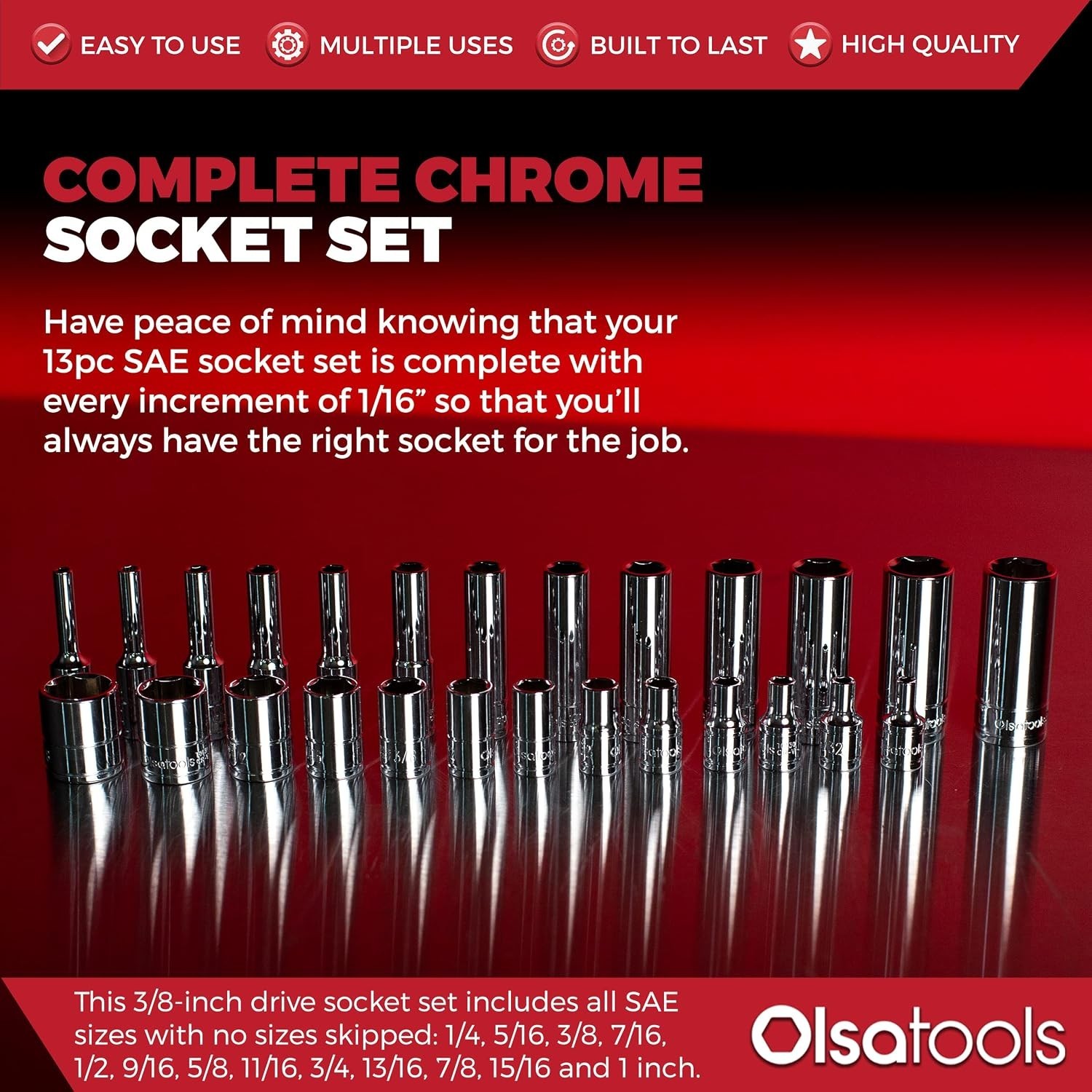 Complete 1/4″ to 1″ SAE Socket Set – Long Professional Grade