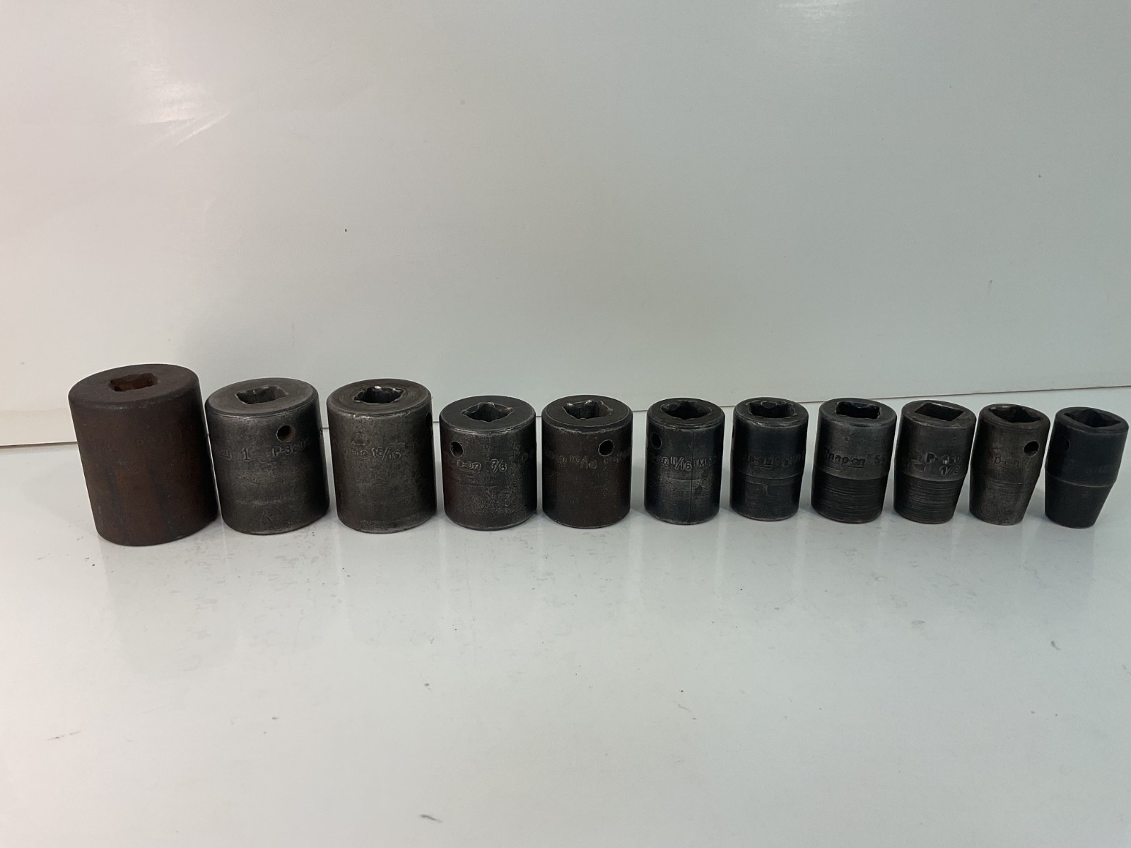 Snap On Tools Vintage 1/2″ Drive Impact Socket Set 6 Point Mixed 11 Pieces