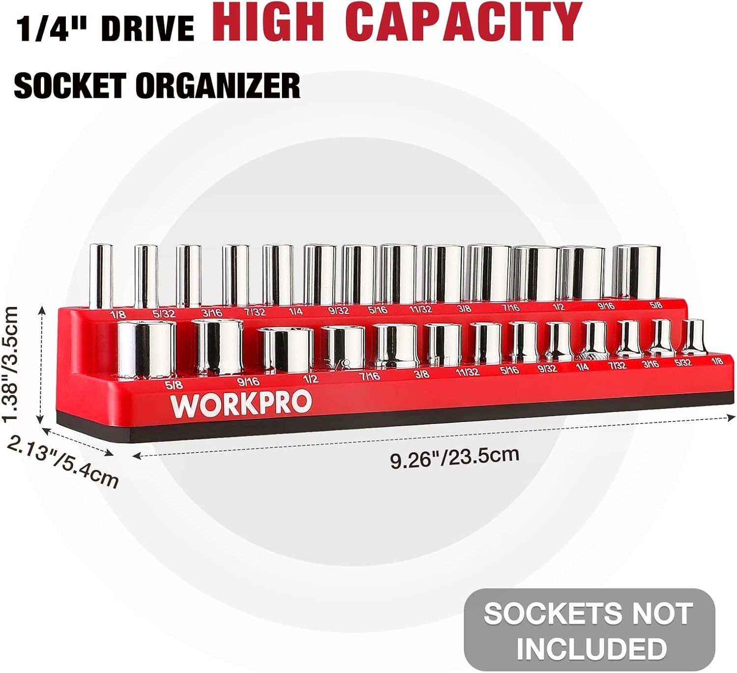 1/4-inch Magnetic Socket Organizer Set, 2-Piece SAE & Metric Socket Holders, …
