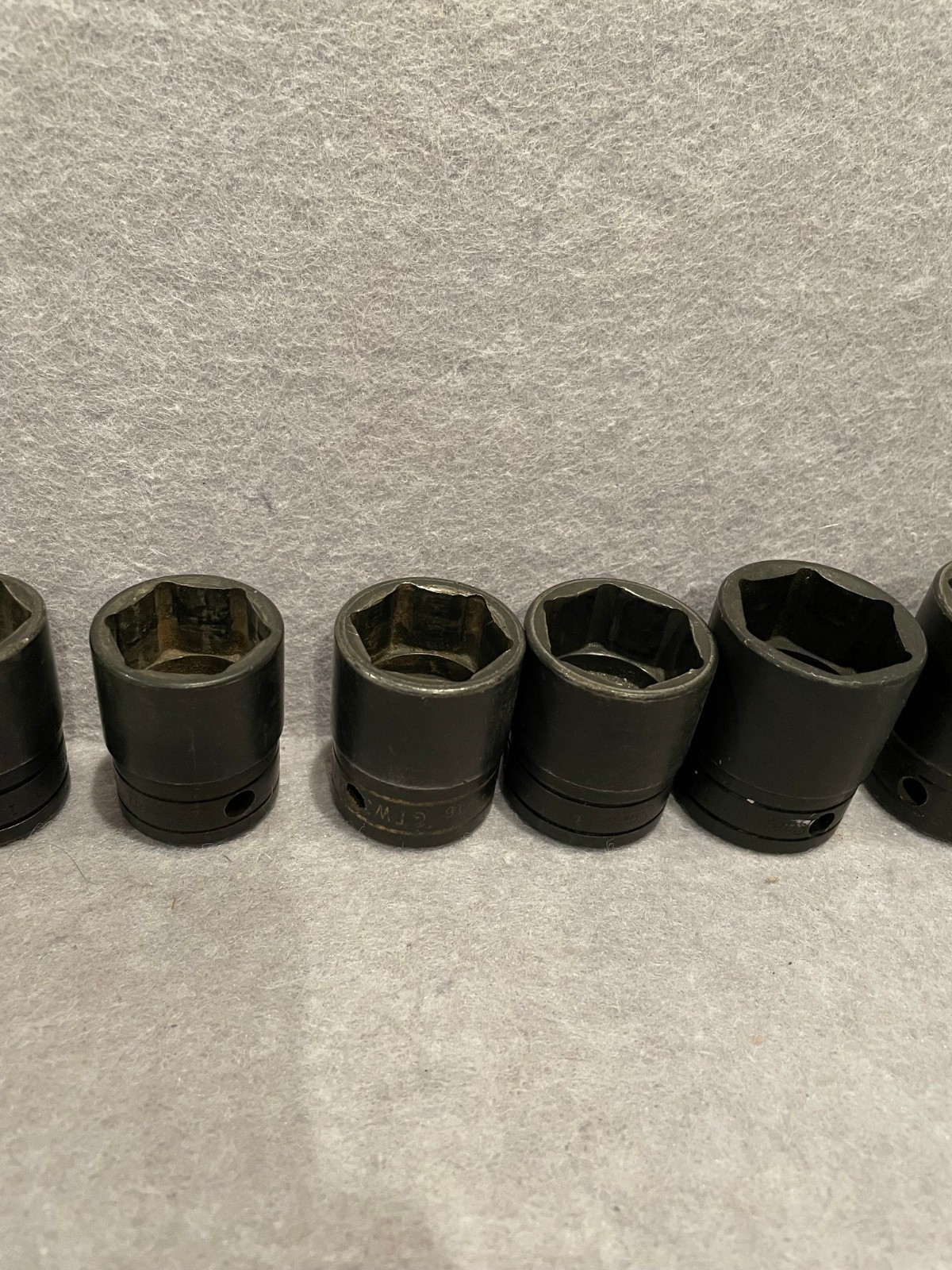 SNAP-ON SOCKET LOT OF 13 1/2 9/16 5/8 11/16 3/4 7/8 13/16 15/16 1 1 1/16 SHALLOW