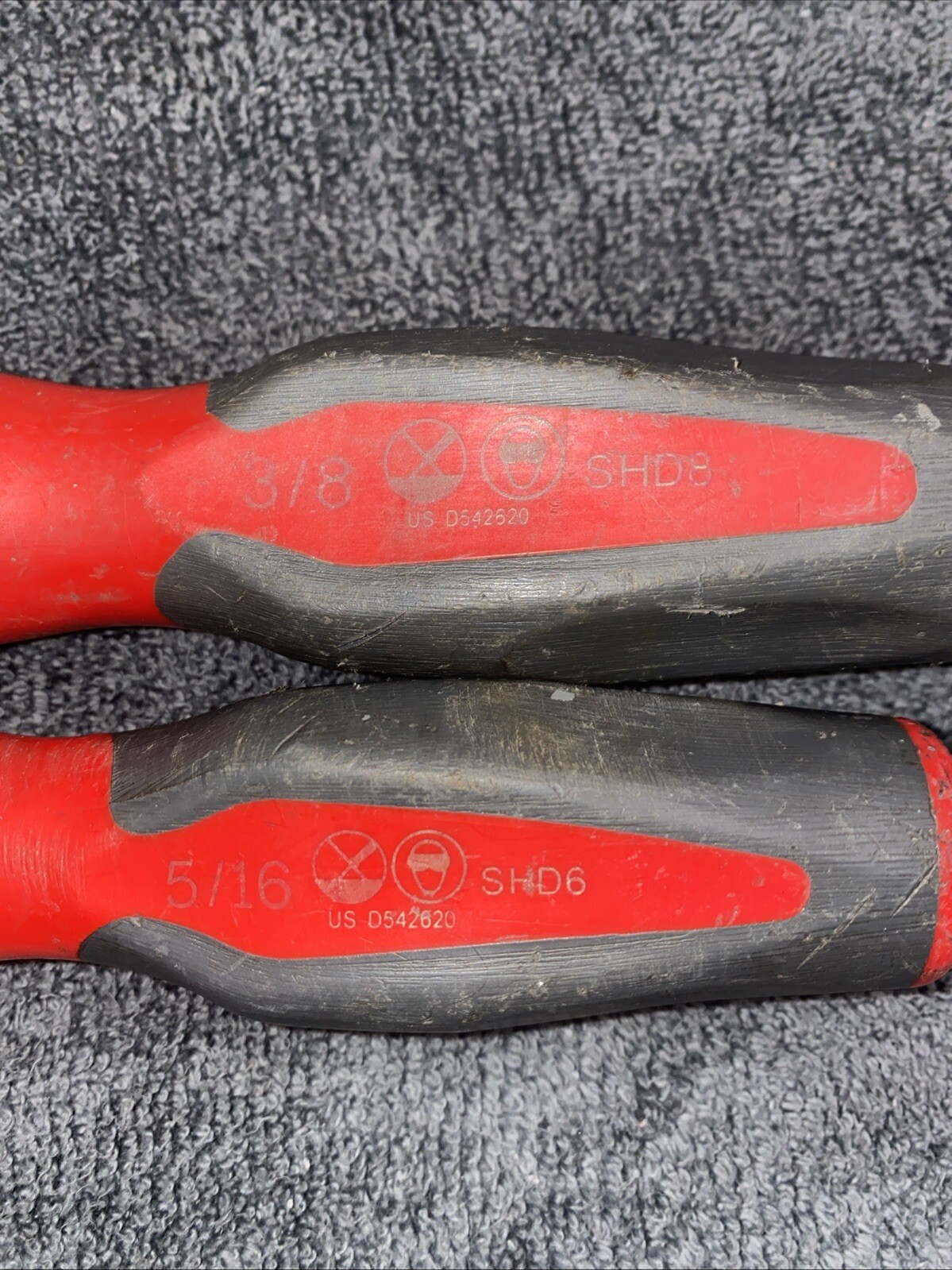 Snap On Instinct Red Soft Grip Screwdriver 5/16/SHD6/3/8SHD8 Set2