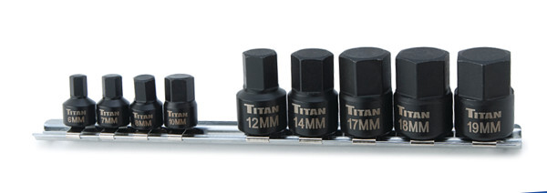 Titan 16141 9-Piece Low Profile Impact Metric Hex Bit Socket Set