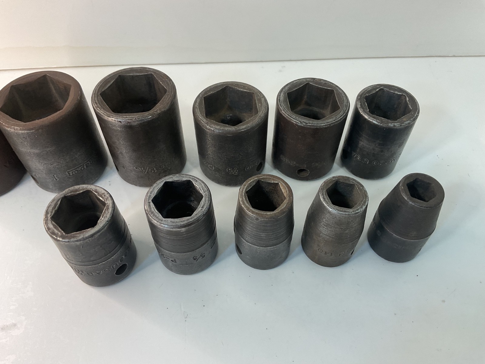 Snap On Tools Vintage 1/2″ Drive Impact Socket Set 6 Point Mixed 11 Pieces