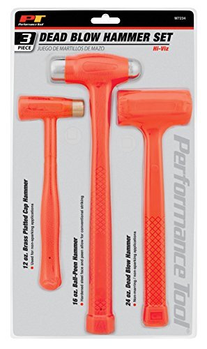 Performance Tool M7234 Dead Blow Hammer Set with Brass Cap, Ball-Peen