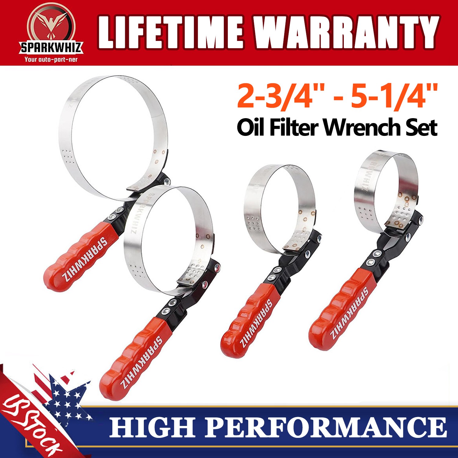 Set of 4 Swivel Oil Filter Wrench Remover Removal Tool 2-3/4″ – 5-1/4″ 4 Size
