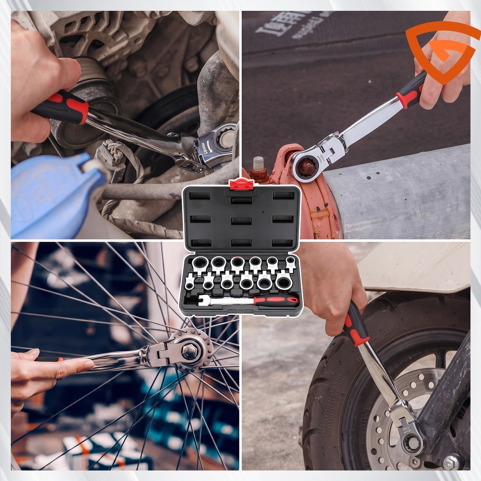 12 in 1 Universal Socket Wrench Multifunction 180° Rotating Head Spanner Tool US