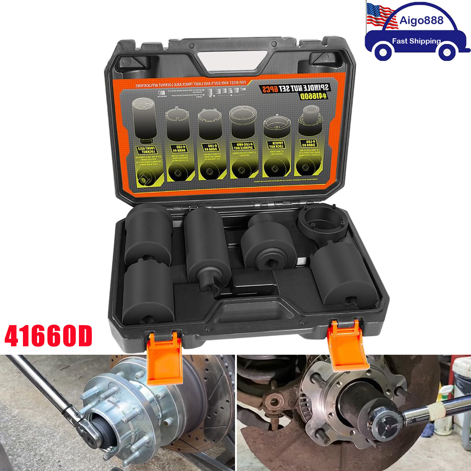 6 Pack 41660D Spindle Nut Socket Set Fit for Ford Dana 44 50 80, F-series Trucks