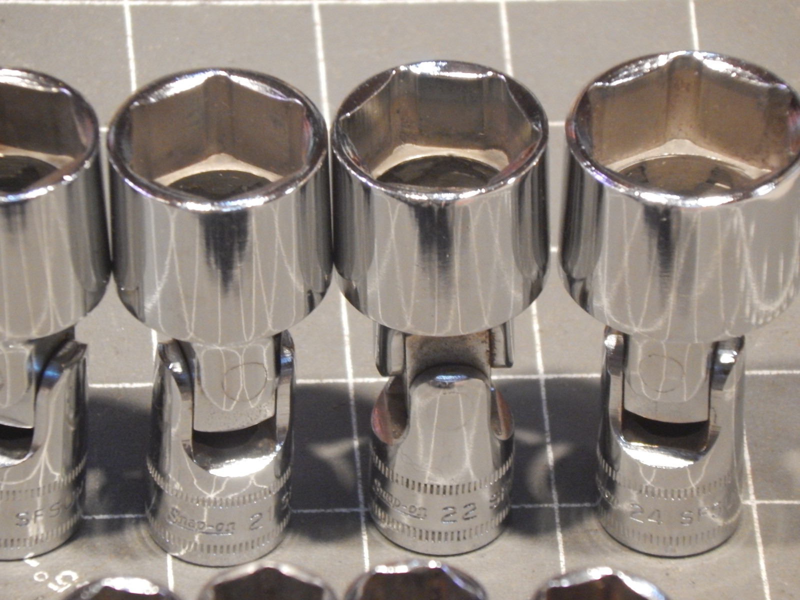 Snap On 15Pc Metric 3/8″ Drive Deep Universal Swivel Socket Set 7MM 24MM 6Pt