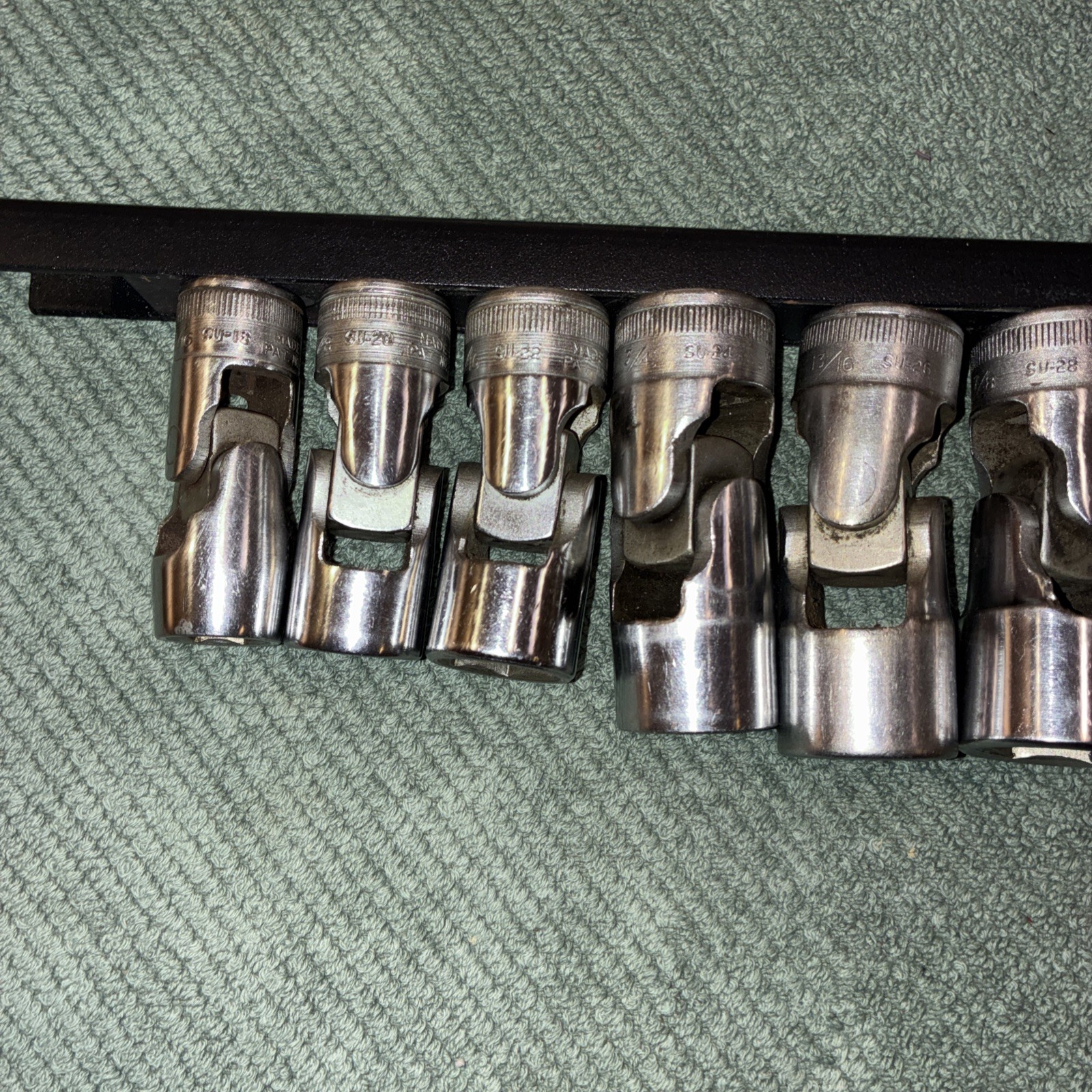Snap-On 1/2″dr 6pc 6pt Swivel Sockets 9/16-7/8” SU-18, 20, 22, 24, 26, 28