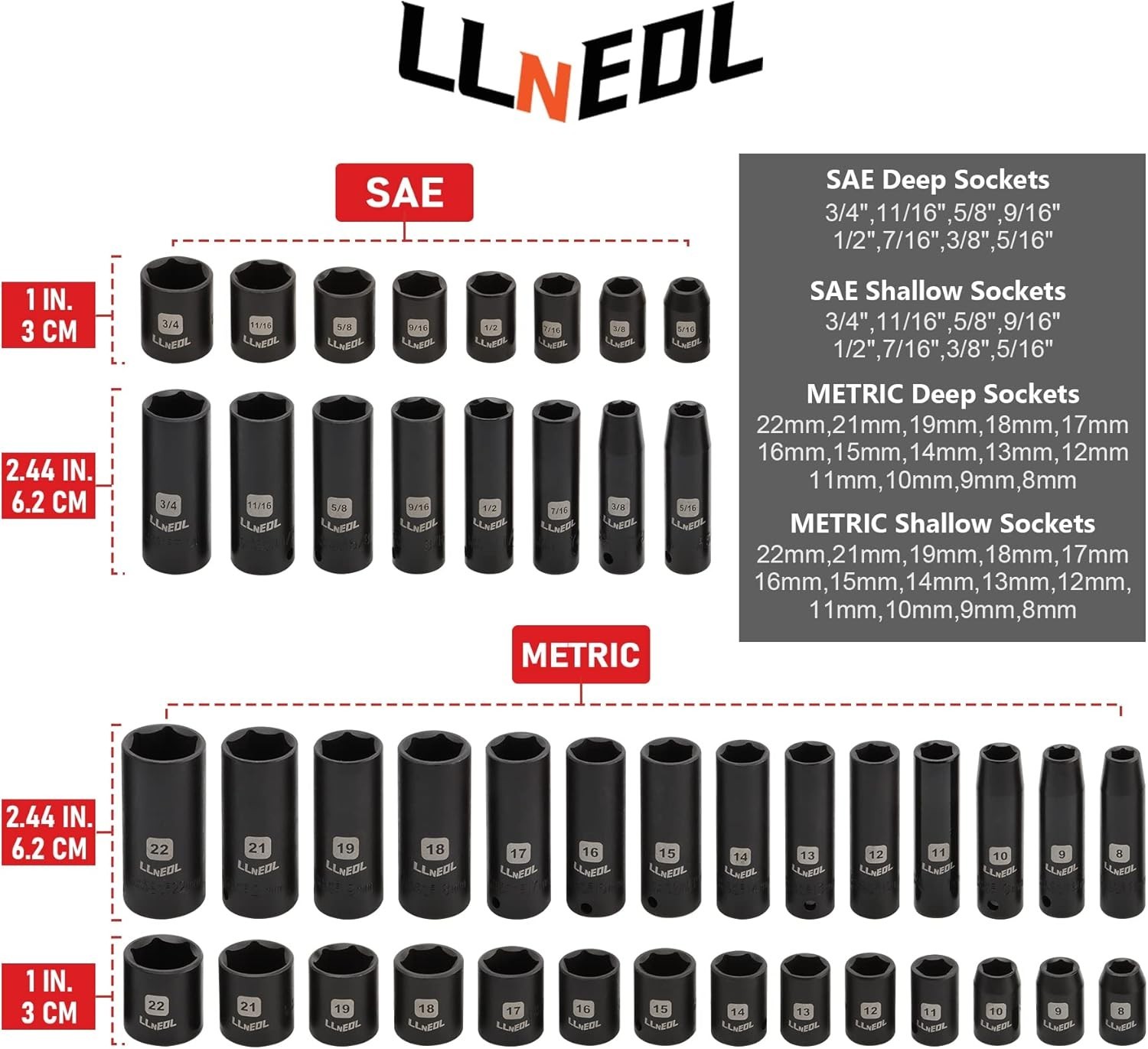 Professional 3/8 Drive Socket Set – 95PC Deep & Shallow with Spark Plug Sockets